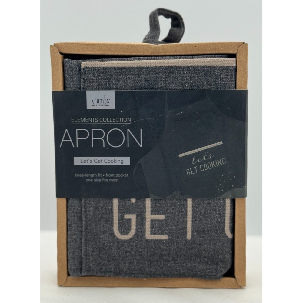 krumbs Kitchen Elements Collection Apron - "let's get cooking"- Brand New in Box